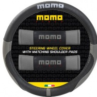Momo SWCK007BG Shp 007 Coprivolante per Auto Universali, Nero/Grigio