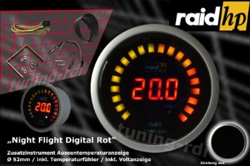 Raid HP 660543 Night Flight - Termometro per temperatura esterna, digitale, colore: Rosso