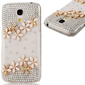 Semoss Fiori Custodia Diamante Strass Cover Rigida per Samsung Galaxy S4 Mini i9195 i9190