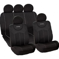 Set completo di coprisedili per auto MOMO, nero-grigio (Airbag compatibile / cerniera posteriore / poliestere)