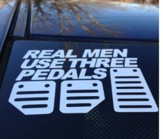 SKS Distribution ® Real Men Use Three Pedals bianco Die-cut decalcomania del vinile Stickerer