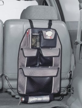 Type S - Portaoggetti per retro del sedile, aspetto pelle, con rete, colore: Grigio