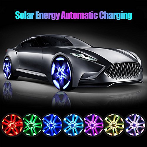 16 LED 4 modalità 7 colori auto Smart energia solare ruota luce impermeabile lampeggiante lampade colorate Modified pneumatici lampada 4 confezioni