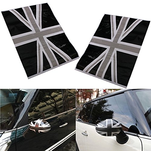 2 adesivi in vinile per specchietti retrovisori auto, tema: bandiera del Regno Unito, colore: nero