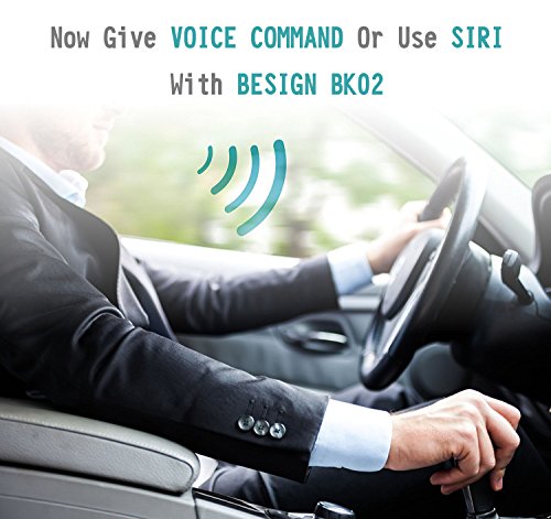 [2 Anni Garanzia] Besign BK02 Kit Vivavoce Bluetooth per Auto, per Chiamate Viva voce, GPS e Musica, Supporto per aletta Parasole, Può Collegare due Telefoni Simultaneamente