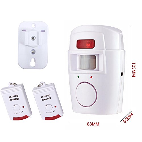 [2 pacchi] Allarme rilevatore di movimento allarme antifurto casa senza fili a infrarossi PIR + 2 Telecomandi