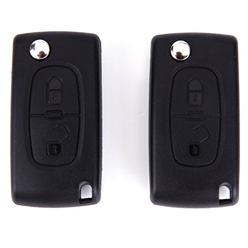 2 x 2 Button Remote Flip pieghevole chiave Fob Shell case replacement & Uncut Blade (avere vano batterie)