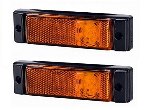 2 x LED arancione luce di indicatore laterale con riflettente dispositivo 12 V 24 V e-contrassegnato auto camion rimorchio camper caravan Van luce di posizione ambra set universale