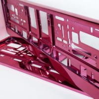 2 x Porta Targa, Anteriore Posteriore,ABS,rosa metallico