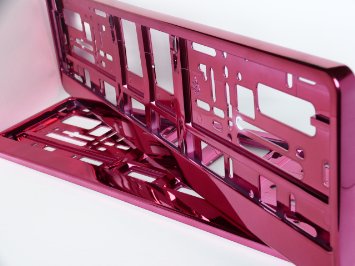 2 x Porta Targa, Anteriore Posteriore,ABS,rosa metallico