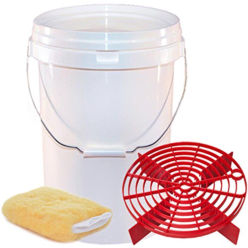 20 litri Wash Bucket & scratch Shield (rosso) – Sistema di lavaggio auto secchio – Swirl free Wash & RINSE metodo – Guanto da bagno