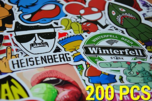 200 pack Autoadesivo! 200pcs sticker, snowboard, computer portatile, auto, bambini, motocicletta, bicicletta, paraurti - King Mungo - KMST001