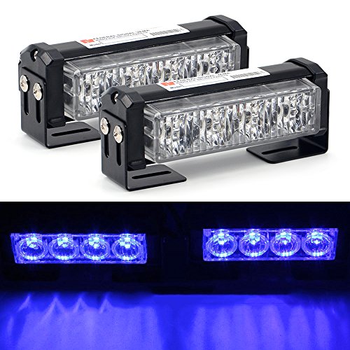 2x 4 LED lampeggiante stroboscopico, Mesllin 5 "20W / set Veicolo di emergenza auto Dash Light Light Bar 12V Lampada della polizia (blu)