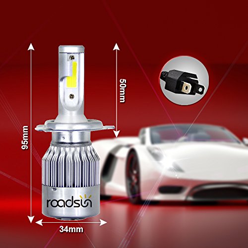 2x H4 LED Lampadine COB Faro Kit di Conversione 72W 7600LM 6000K Bianco Lampade Lampada-3 anni di garanzia
