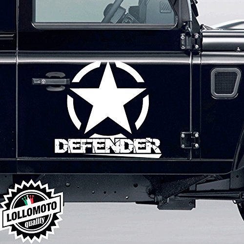 2x Stella Fuoristrada Defender Land Rover Adesive Off Road Fiancate Cofano Jeep Offroad 4x4 Adesivi Stickers Auto Decal - Nero Opaco