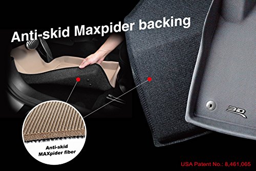 3d maxpider Second Row Custom Fit All-Weather Floor Mat for Select Santa Fe Models – kagu Rubber (Black)