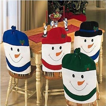 4 coprisedie con cappello da Pupazzo di neve, ottime per decorazioni natalizie in casa