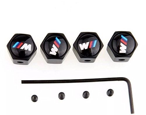 4 tappi di blocco valvola con logo BMW Serie M Nero