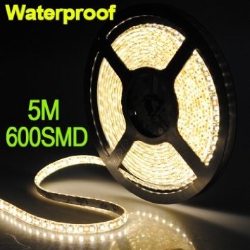 5M 600 LED 3528 impermeabile bianco caldo luce di striscia flessibile 12V