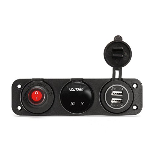 6V-30V LED Voltmetro Dual USB Caricatore per auto Veloce Velocità di ricarica Port Rocker Interruttore Accendisigari Tensione Meter Kit di cablaggio
