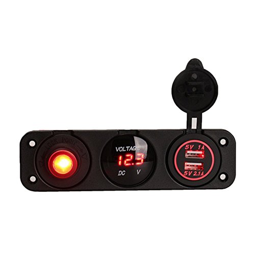 6V-30V LED Voltmetro Dual USB Caricatore per auto Veloce Velocità di ricarica Port Rocker Interruttore Accendisigari Tensione Meter Kit di cablaggio