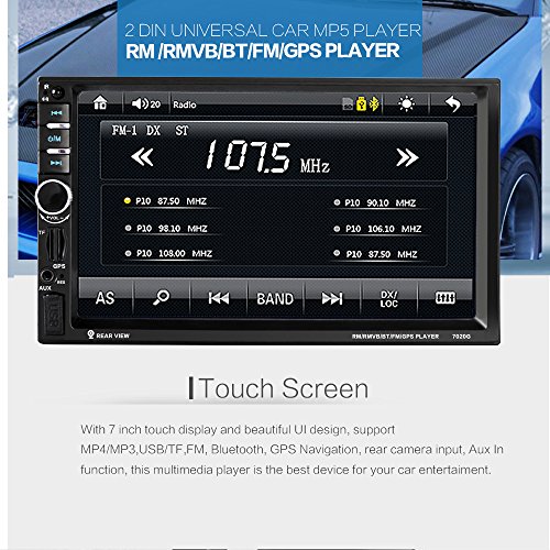 7020 g 17,8 cm 2 DIN auto Bluetooth stereo auto MP5 GPS Navigation Support FM radio multimediale con telecamera posteriore e controllo del volante