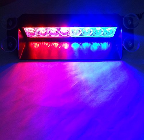 8 LED blu lampeggiante rosso Auto Wind Dash Strobe emergenza avvertimento Visor lampadina per interni tetto/Dash/Parabrezza con ventose