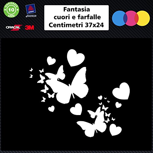 Adesivi fantasia cuore e farfalle per auto - - grafica 002 - STICKERS auto - accessori, stickers, decal (bianco)