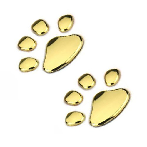 Adesivo di auto - SODIAL(R) 3D cromo della zampa del cane della decalcomania di auto per emblema della decorazione della decalcomania colore dorato.