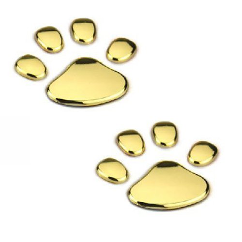 Adesivo di auto - SODIAL(R) 3D cromo della zampa del cane della decalcomania di auto per emblema della decorazione della decalcomania colore dorato.