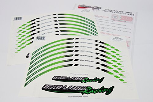 Adesivo per Bordo 710001 Rim Stripes GP della Style – Racing 1000 Green – Set completo – Per 16 pollici, 17 pollici e 18 pollici (9 mm larghezza cerchione strisce) – Per 2 del motociclo/O 4 auto Cerchioni