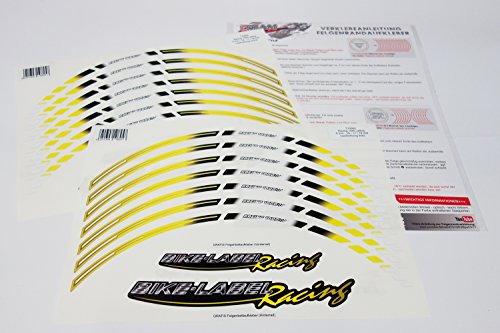 Adesivo per Bordo 710004 Rim Stripes GP della Style – Racing 1000 Yellow – Set completo – Per 16 pollici, 17 pollici e 18 pollici (9 mm larghezza cerchione strisce) – Per 2 del motociclo/O 4 auto Cerchioni