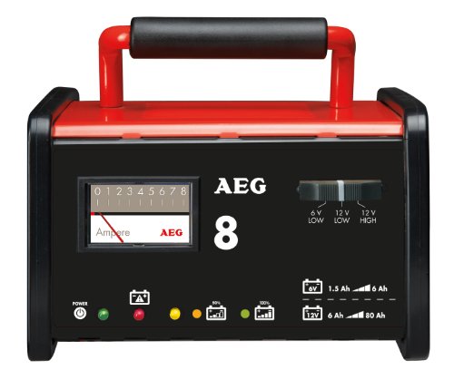 AEG 97008 Caricabatteria da officina WM 8 ampere per batterie da 6 a 12 V, CE, IP 20