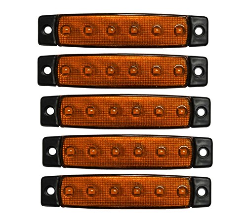 Aerzetix - 5 luci di ingombro e posizione da 24 V, colore: arancione ambrato, con 6 LED, per camion e rimorchi semi-pesanti .