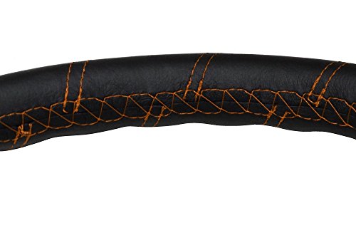 Aerzetix - Rivestimento coprivolante in vera pelle, da cucire, colore nero con cuciture diagonali arancio . Taglia: M.