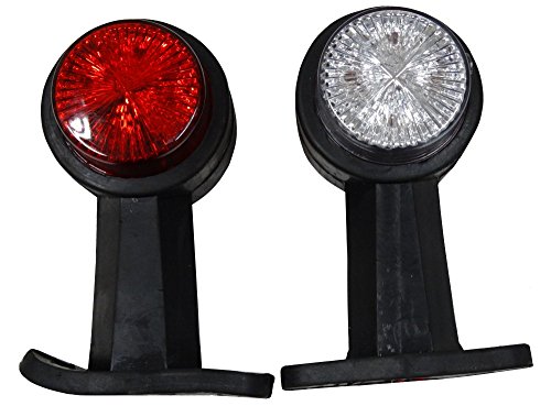 Aerzetix - Set di 2 fanalini laterali di segnalazione 24V LED luce rosso / bianco per camion, camper, rimorchi .