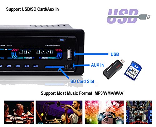 AGPtek Autoradio Bluetooth Auto Stereo Audio Ricevitore con telecomando supporto Aux in TF Card USB Car AUX（12V）