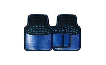 Agua - Set composto da 4 tappetini auto universali in gomma effetto metallo, colore: Blu
