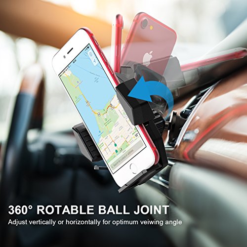 Air Vent Phone Mount, Mpow porta cellulare per auto universale auto supporto a 360 ° rotazione supporto per auto utilizzo a una mano un pulsante di rilascio per iPhone 7 7 Plus 6 5 LG Huawei Samsung Galaxy S8 e altri smartphone