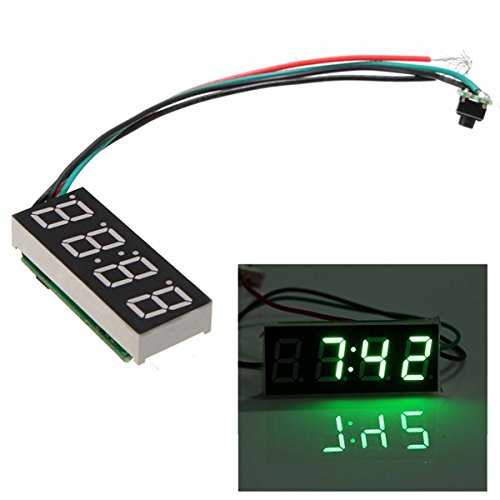 Alamor Dc 7-30V Digital Led Clock Per Auto Moto Camion Motore 24 Ore Tempo-Verde