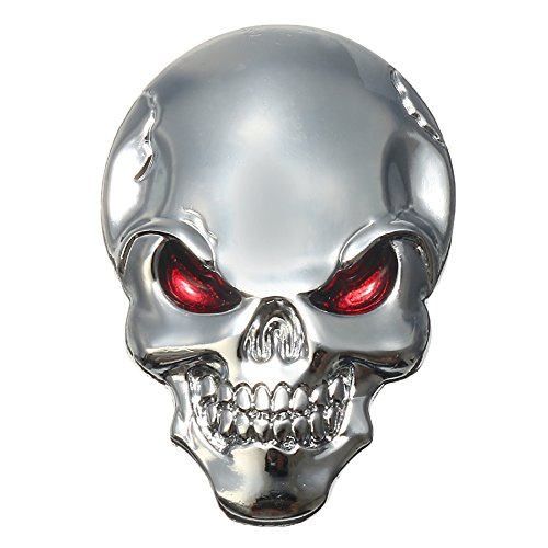 Alamor Demone Teschi Metallo 3D Adesivo Per Auto Skull Bone Emblem Badge Decal Sticker-Silver