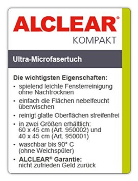 Alclear 950002 950002IF Panno per Finestrini in Microfibra Ultra, 60 x 45 cm, Bianco