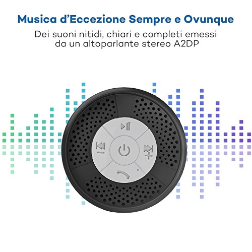  Altoparlante Bluetooth Impermeabile da Doccia TaoTronics Speaker Bluetooth Waterproof Stereo Resistente all