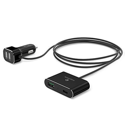 Amanstino 3 porte caricabatteria da auto con tipo C Port ,2 e 1 Prot USB hub con 1 porte USB 3.0 tipo C Port