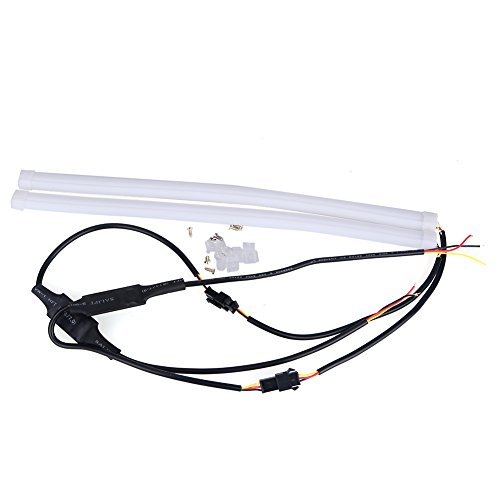 AMAZENAR Ultra-bright 60CM White / Amber Switchback DRL Flexible LED Tube Strip Style Daytime Running Lights Tear Strip Car Headlight Turn Signal Light Parking Lamp (1-Set)