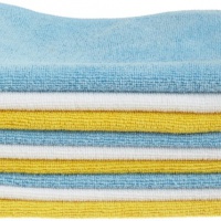 AmazonBasics - Panni in microfibra (confezione da 24 unità), color bianco, celeste e giallo