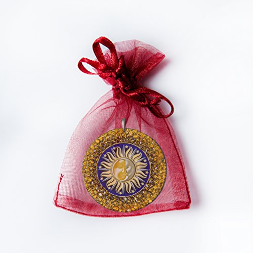 Amber Magic - Amuleto in ambra Sole-Luna, fatto a mano, medaglione pendente, amuleto pagano, spirituale, New Age, idea regalo