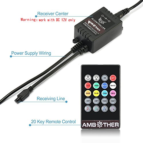 AMBOTHER 4 X 12 LED Auto LED Interni Kit, Multicolore Luci Kit Set Con Sound Active Funzione Telecomando Wireless USB Dual Port
