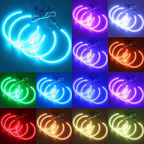 AMBOTHER 4X Angel Eye Halo Ring auto Xenon Lampada LED stand anelli luminosi fariM3RVB/RGB Luci al neon con telecomando