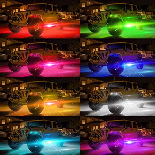 ambother LED illuminazione 4Pods Mucolor Neon Kit Luce LED RGB con Bluetooth controller Timing funzione modalit Musica per Auto Truck esterno 4Wheeler ATV SUV Mine Boot motociclo impermeabile antiurto